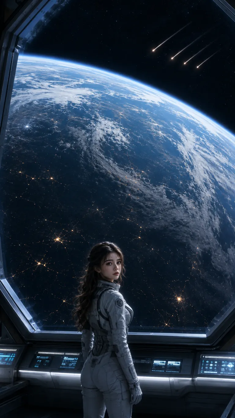 人物从轨道设施眺望蓝色行星的《异星游记》概念视觉